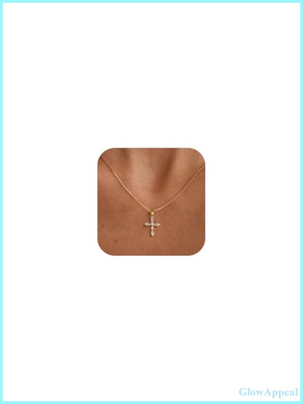 14k Gold Plated Dainty Cross Pendant Necklace, Non Tarnish Waterproof